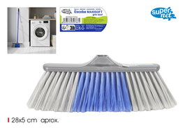 Inde - Escoba Maxisoft, para limpieza del hogar, color gris y azul, dimensiones 34 cm de largo x 12.2 cm de alto x 9 cm de ancho (12 Unidades)