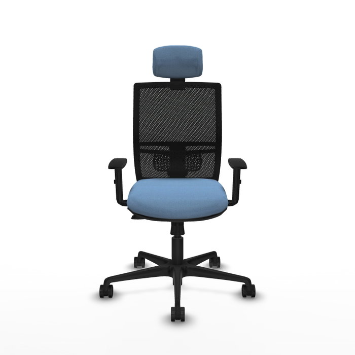 PIQUERAS Y CRESPO Silla de oficina Yunquera con mecanismo Sincro/Traslack, Azul cielo y Negro