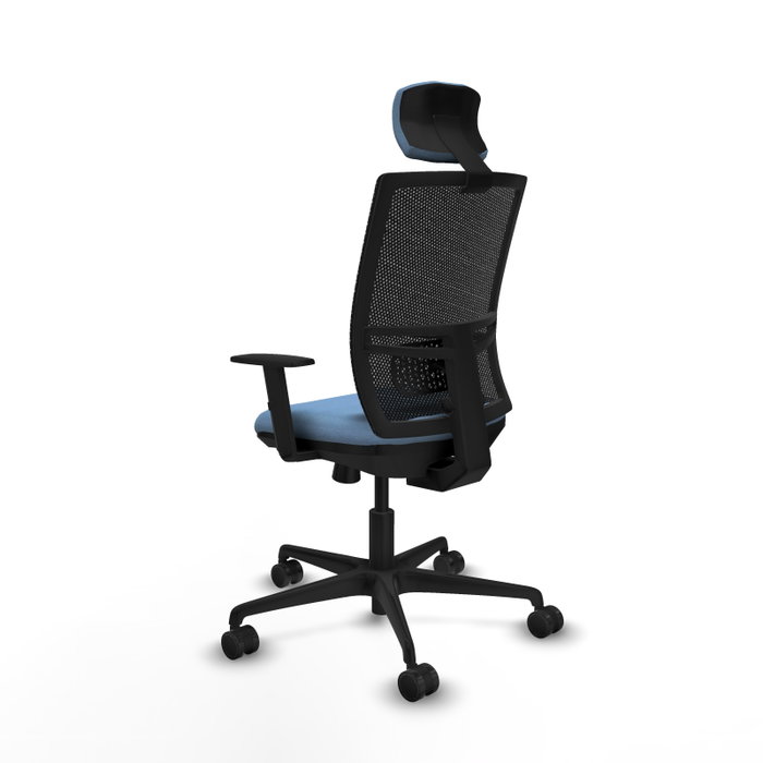 PIQUERAS Y CRESPO Silla de oficina Yunquera con mecanismo Sincro/Traslack, Azul cielo y Negro
