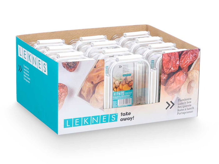 Leknes Fiambrera Rectangular Hermética Blanca 460ml 15 x 6.5 x 11 cm (Set de 24)