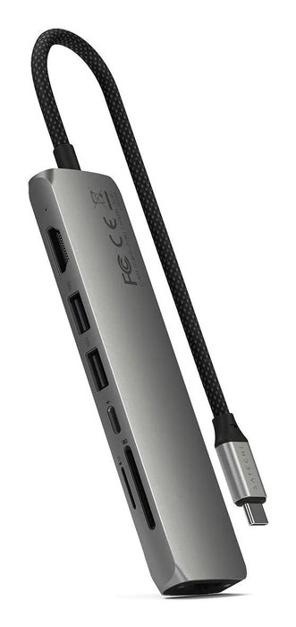 Satechi Adaptador USB-C Slim Multi-Port Hub 7 en 1, Gris Espacial