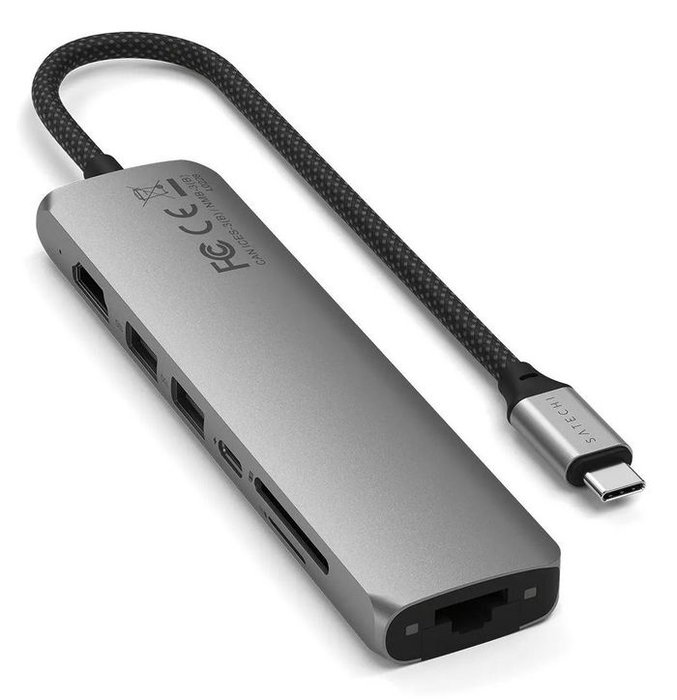 Satechi Adaptador USB-C Slim Multi-Port Hub 7 en 1, Gris Espacial