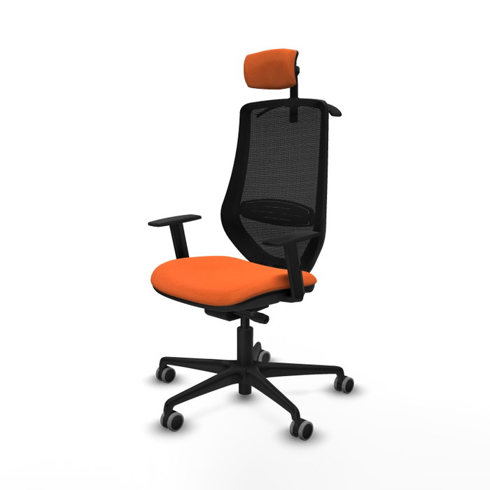 PIQUERAS Y CRESPO Silla de oficina Mardos con mecanismo Sincro/Traslack, Tela Naranja y Malla Negro