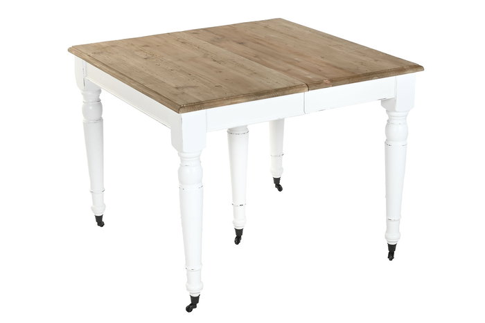 DKD Home Decor Mesa Comedor Mediterraneo Blanco Madera de Abeto 100 x 100 x 78 cm Extensible DKD Home Decor Mesa Comedor Mediterraneo Blanco Madera de Abeto 100 x 100 x 78 cm Extensible