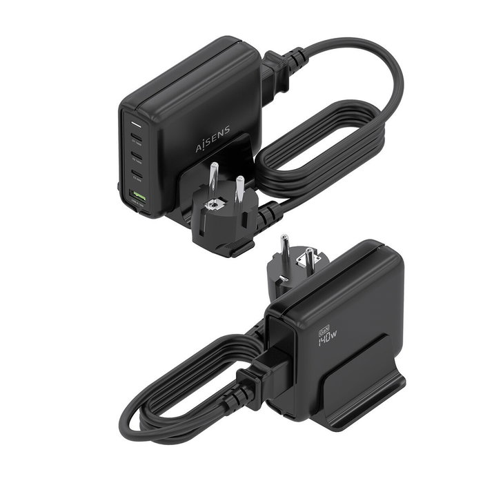Aisens Cargador Sobremesa GaN 140W 3xUSB-C y 1xUSB-A Negro