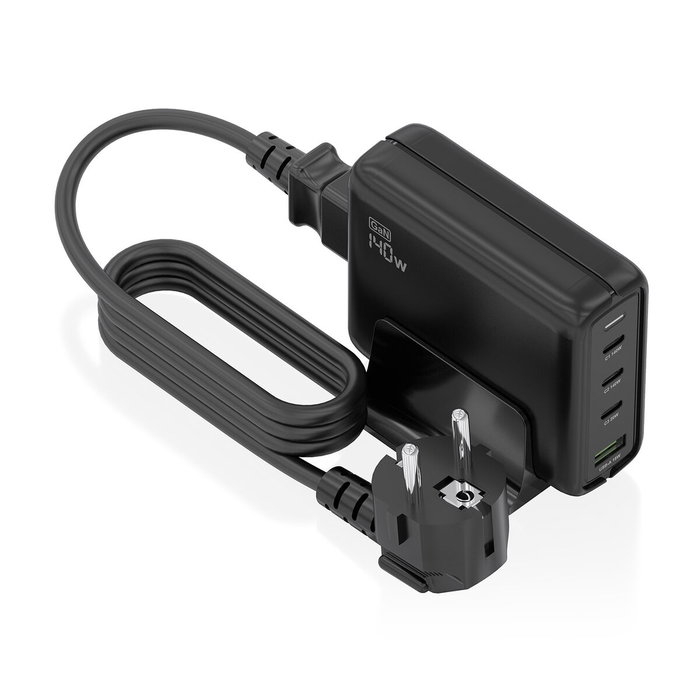 Aisens Cargador Sobremesa GaN 140W 3xUSB-C y 1xUSB-A Negro