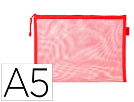 Liderpapel Bolsa Zipper Bag Poliéster Transpirable Multiusos DIN A5 Rojo 175x235x3 mm