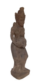 DKD Home Decor Figura de Diosa Javanesa en Cemento Gris Oscuro
