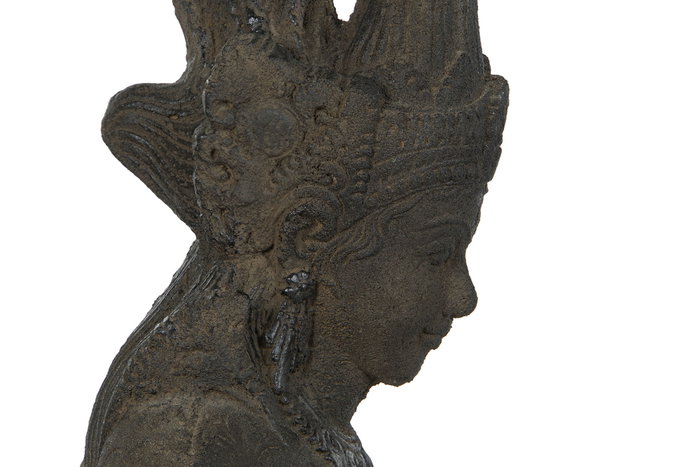 DKD Home Decor Figura de Diosa Javanesa en Cemento Gris Oscuro