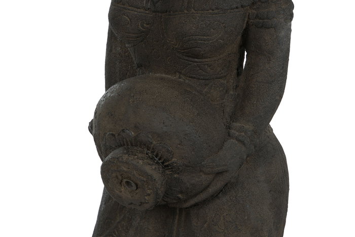 DKD Home Decor Figura de Diosa Javanesa en Cemento Gris Oscuro