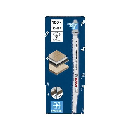 Bosch Expert Hardwood 2-side clean T308 BF - Hoja de sierra de vaivén