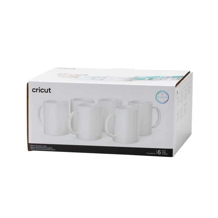 Cricut 2008944 Set de 6 Tazones Cerámicos Blancos de 425 ml, aptos lavavajillas y microondas