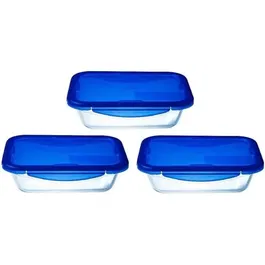 Pyrex Set 3 Fiambreras Cook & Go Vidrio Rectangular Tapa Hermética 0,8 L AAAAY01494