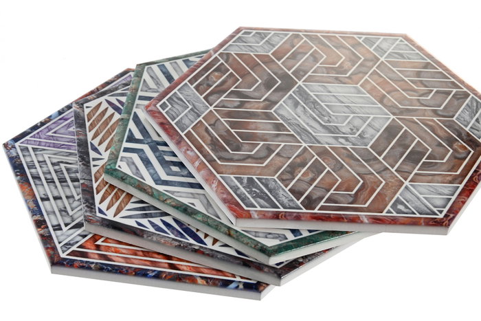 DKD Home Decor Salvamanteles de Dolomita Geométrico Multicolor