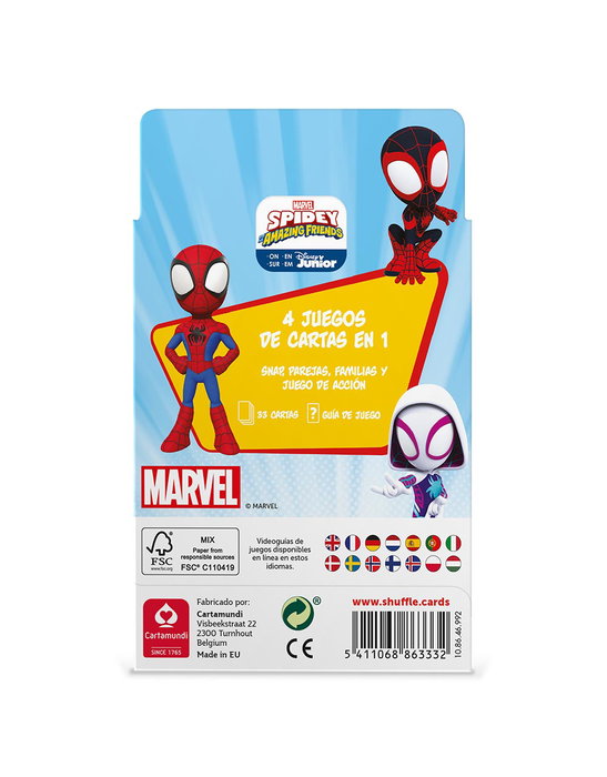 Shuffle Juego De Cartas 4 En 1 Disney Spidey 10034850