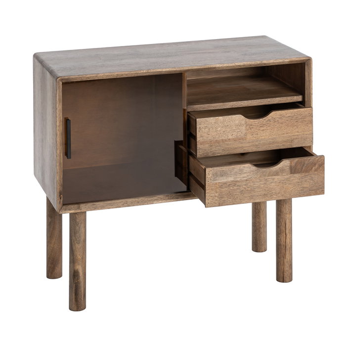 Mueble Auxiliar Marrón Madera-Cristal 80 X 38 X 70 cm