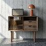 Mueble Auxiliar Marrón Madera-Cristal 80 X 38 X 70 cm