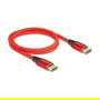 DeLOCK Cable DisplayPort 2.1 16K 60 Hz 1m - Rojo Metálico - 15360x8640, 40 Gbit/s, 240 Hz, HDCP 2.3, 3 Capas de Blindaje
