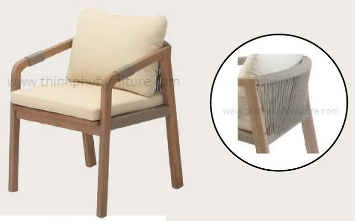 DKD Home Decor Mesa Comedor Terraza y Jardín Roda Marrón Beige Acacia/Poliéster 170 x 90 x 75 cm Set 7 Piezas