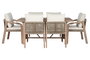 DKD Home Decor Mesa Comedor Terraza y Jardín Roda Marrón Beige Acacia/Poliéster 170 x 90 x 75 cm Set 7 Piezas