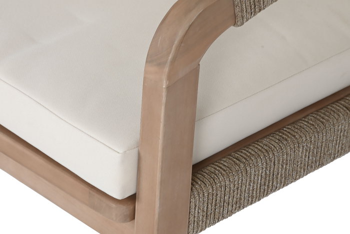 DKD Home Decor Mesa Comedor Terraza y Jardín Roda Marrón Beige Acacia/Poliéster 170 x 90 x 75 cm Set 7 Piezas