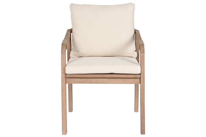 DKD Home Decor Mesa Comedor Terraza y Jardín Roda Marrón Beige Acacia/Poliéster 170 x 90 x 75 cm Set 7 Piezas