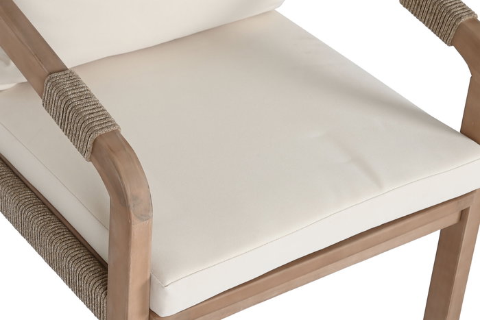 DKD Home Decor Mesa Comedor Terraza y Jardín Roda Marrón Beige Acacia/Poliéster 170 x 90 x 75 cm Set 7 Piezas