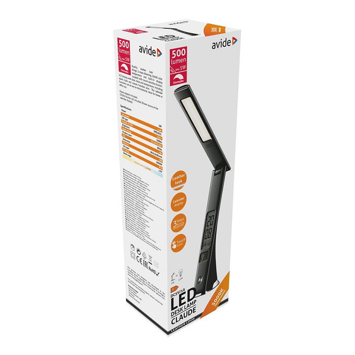 Avide Lámpara de Mesa LED Business Claude con Calendario, Negro