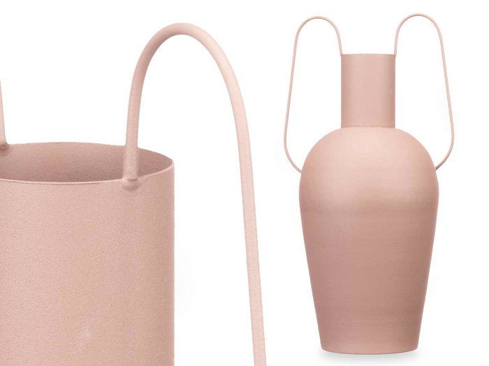 Giftdecor Jarrón Acero Doble Asa Arena Pastel 24x45x18cm (Set de 4)