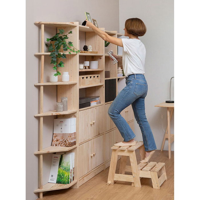 Astigarraga Escalera taburete de madera de 2 peldaños