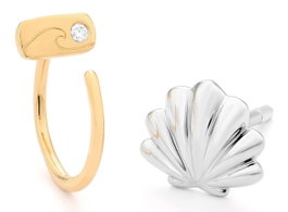 Secrecy Pendientes Mermaid de Plata de Ley y Diamante Dorado