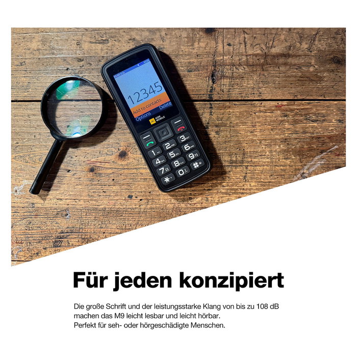 AGM M9 - Teléfono móvil rugged barra 4G LTE dual SIM, pantalla 2.4", resistencia IP68 IP69K MIL-STD-810H, 128 GB, batería 1000 mAh, negro