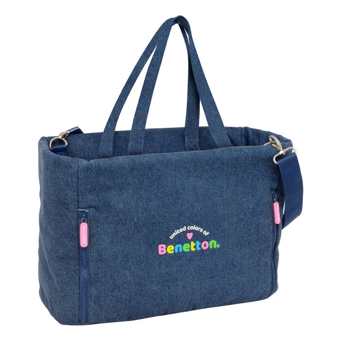 Bolso Benetton Denim Azul 40 x 31 x 17 cm Bolso Benetton Denim Azul 40 x 31 x 17 cm