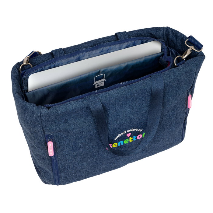 Bolso Benetton Denim Azul 40 x 31 x 17 cm Bolso Benetton Denim Azul 40 x 31 x 17 cm