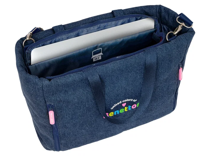 Safta Bolso con bolsillo para portátil 14,1'' Benetton Denim 40x31x17cm