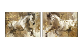 DKD Home Decor Cuadro de Lienzo Caballo Pintado a Mano 140x100 cm