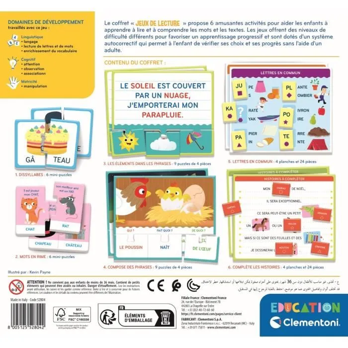 Clementoni CLE8005125528042 Box Set de Juegos de Lectura Asociacion y Reconocimiento A partir de 4 Años
