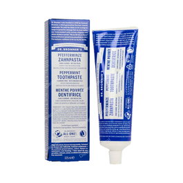 DR. BRONNER'S Toothpaste Dentífrico Sabor Menta Peppermint 140gr - Con Ingredientes Orgánicos, Aloe Vera y Bicarbonato - Sin Flúor - Pasta de Dientes
