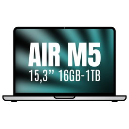 Apple MacBook Air 15.3" con chip M5 (10 núcleos CPU, 10 núcleos GPU), 16 GB RAM, 1 TB SSD - Plata - Modelo MDVA4Y/A