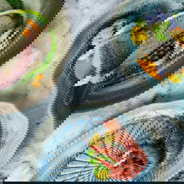 Summa Plato Llano Caracol 24 cm Gres Azul - Vajilla Mar Azul (Set de 6)