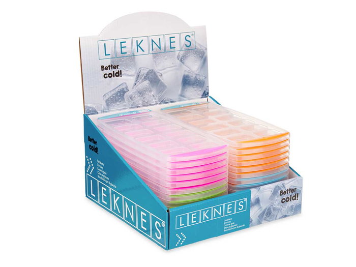Leknes Cubitera de Plástico Rectangular para Hielo, Polipropileno y Caucho Termoplástico, 24.5x11.8x2.8 cm, Colores Surtidos (Set de 48)