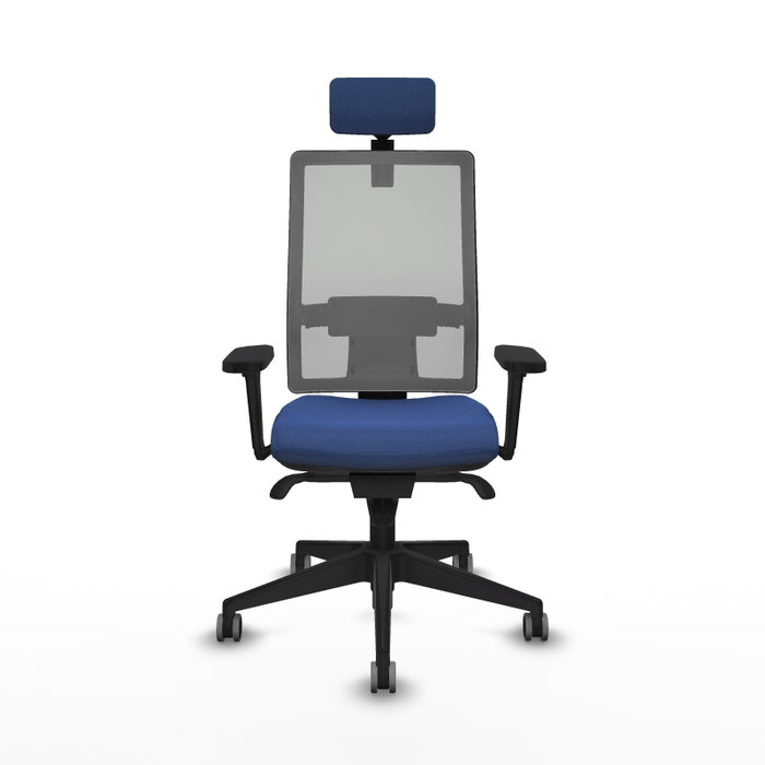 PIQUERAS Y CRESPO Silla de oficina Horna con mecanismo Sincro, Azul marino y Gris