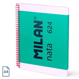 Milan 624 Cuaderno Espiral A4 80H 95 gr 5x5 mm Tapa Dura Colección Nata® Verde