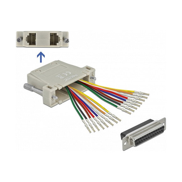 DeLOCK Adaptador D-Sub 25 pines hembra a 2 x RJ45 hembra con kit de montaje beige DeLOCK Adaptador D-Sub 25 pines hembra a 2 x RJ45 hembra con kit de montaje beige