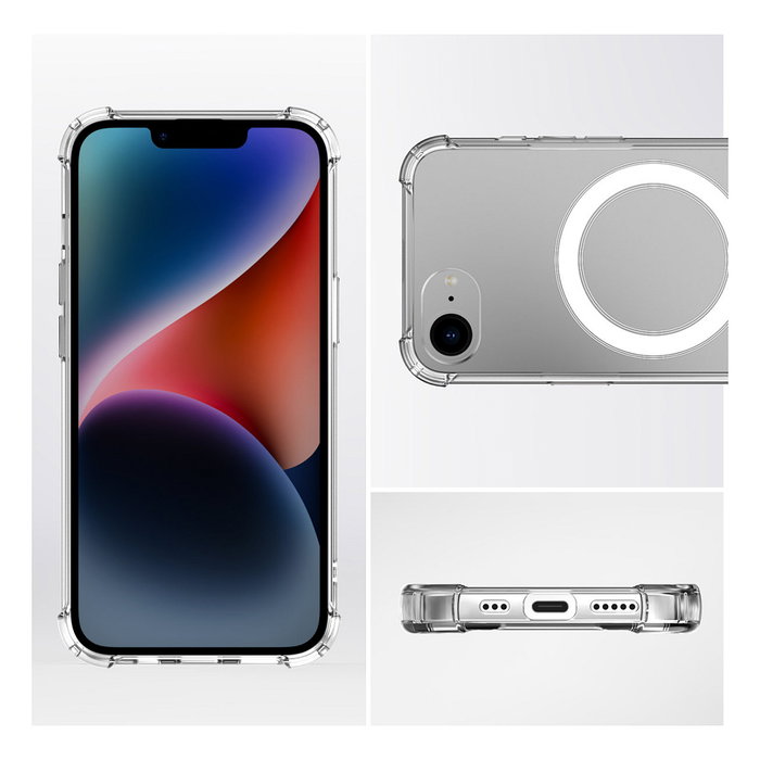 4smarts Funda Ibiza fr para Apple iPhone 16e, Transparente, Resistente a Golpes, Compatible con MagSafe