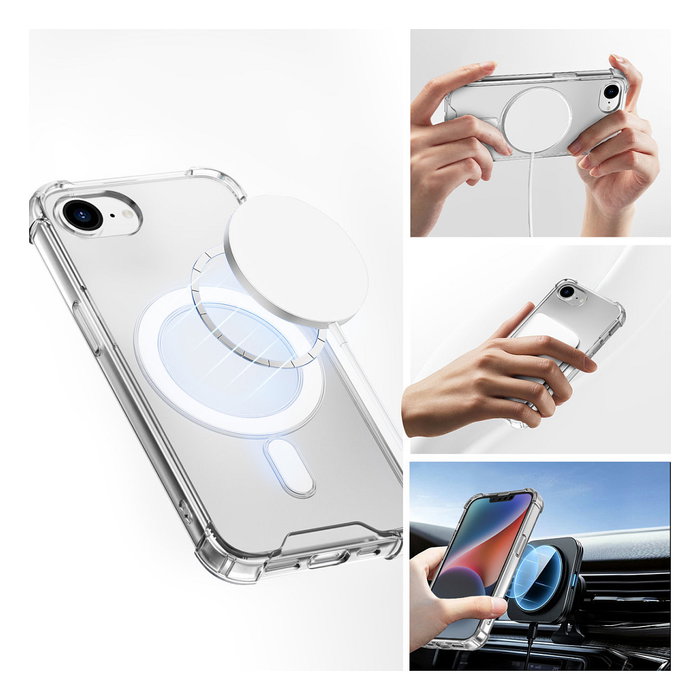4smarts Funda Ibiza fr para Apple iPhone 16e, Transparente, Resistente a Golpes, Compatible con MagSafe