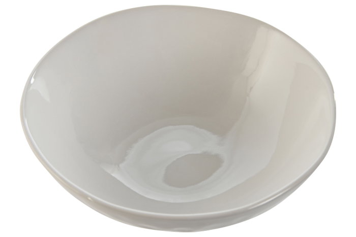 DKD Home Decor Plato de Gres Esmaltado Ondulado Blanco