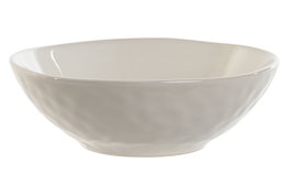 DKD Home Decor Plato de Gres Esmaltado Ondulado Blanco