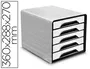 Cep Fichero Cajones Sobremesa 5 Cajones Blanco/Negro 360x288x270 mm