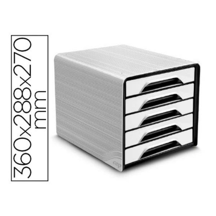 Cep Fichero de sobremesa de 5 cajones blanco/negro 360x288x270 mm